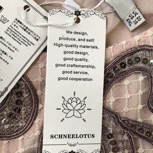 Kunling Sequin Lined Short Sleeve Rose Mauve Dress Size 16 NWT - Picture 9 of 12